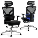 Garvee Sedia Ufficio Ergonomica con Supporto Lombare e Poggiapiedi Regolabile, Schienale Alto, Braccioli 3D, Mesh Traspirante, Telaio Metallico, Rotelle per Casa e Ufficio - Nero-Df