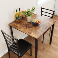 Set da pranzo Garvee da 3 pezzi per 2 persone con sedie imbottite, MDF e metallo, salvaspazio per cucina e ufficio, design moderno, robusto, nero