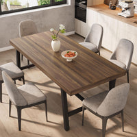 Tavolo da pranzo in legno industriale Garvee per 6-8 persone con robusta struttura in metallo, gambe regolabili, finitura marrone rustico da 70,87".