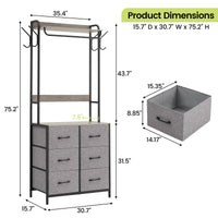 Appendiabiti Garvee con 4 cassetti in tessuto, struttura in metallo, piano in legno per camera da letto e corridoio, salvaspazio, sicuro, compatto