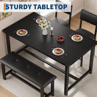 Set da pranzo Garvee per 4 persone con 2 posti imbottite e panca, MDF e acciaio, robusto, salvaspazio, per stanze e appartamenti di piccole dimensioni, grigio