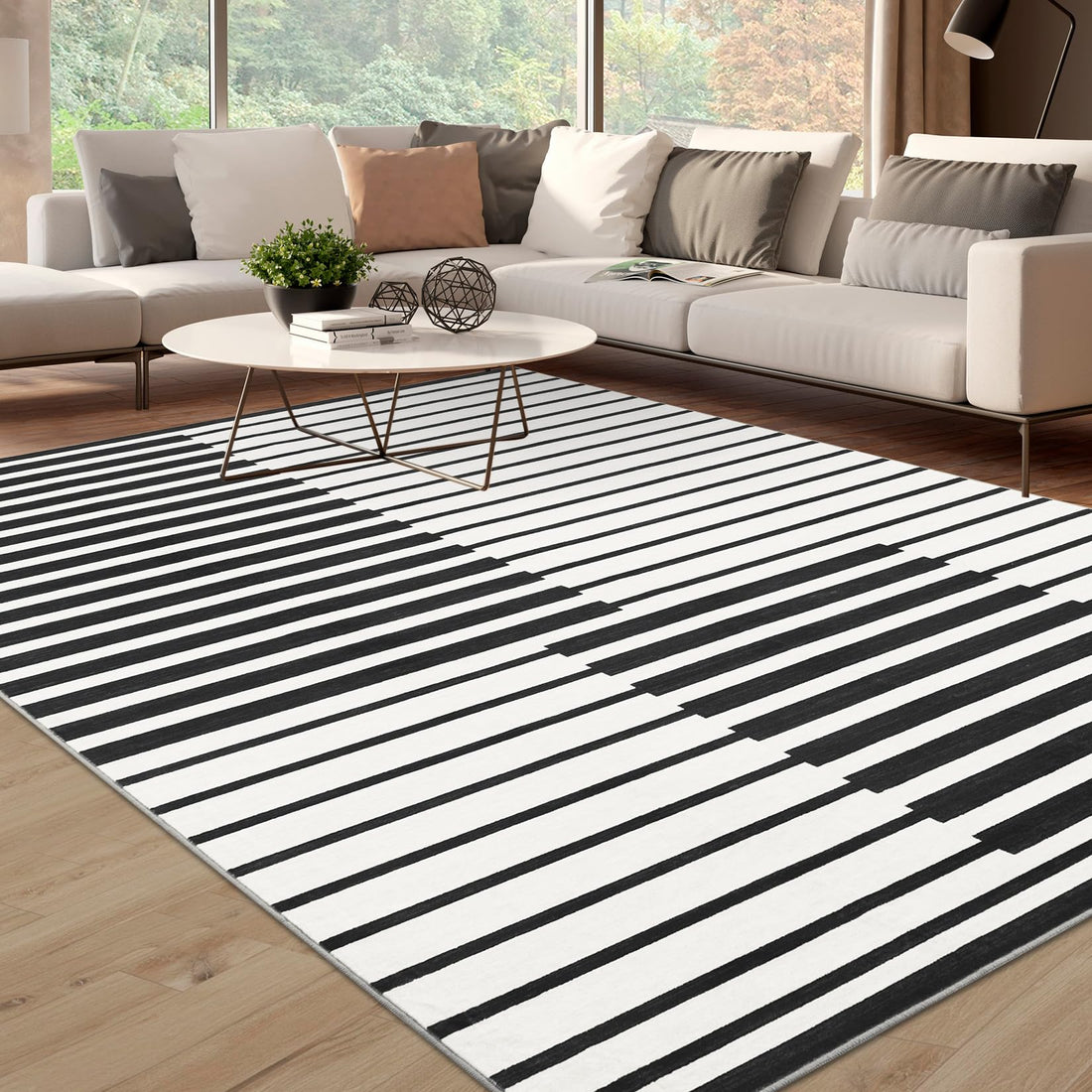 Tappeto a pelo corto Garvee 200x290 nero lavabile soggiorno camera da letto antiscivolo moderno