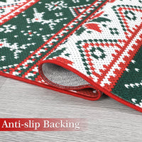 Tappeto natalizio Garvee grande, stile boho, lavabile in lavatrice, con albero di Natale, alce e fiocco di neve, per soggiorno, camera da letto, cucina, sala da pranzo, 140x200 cm