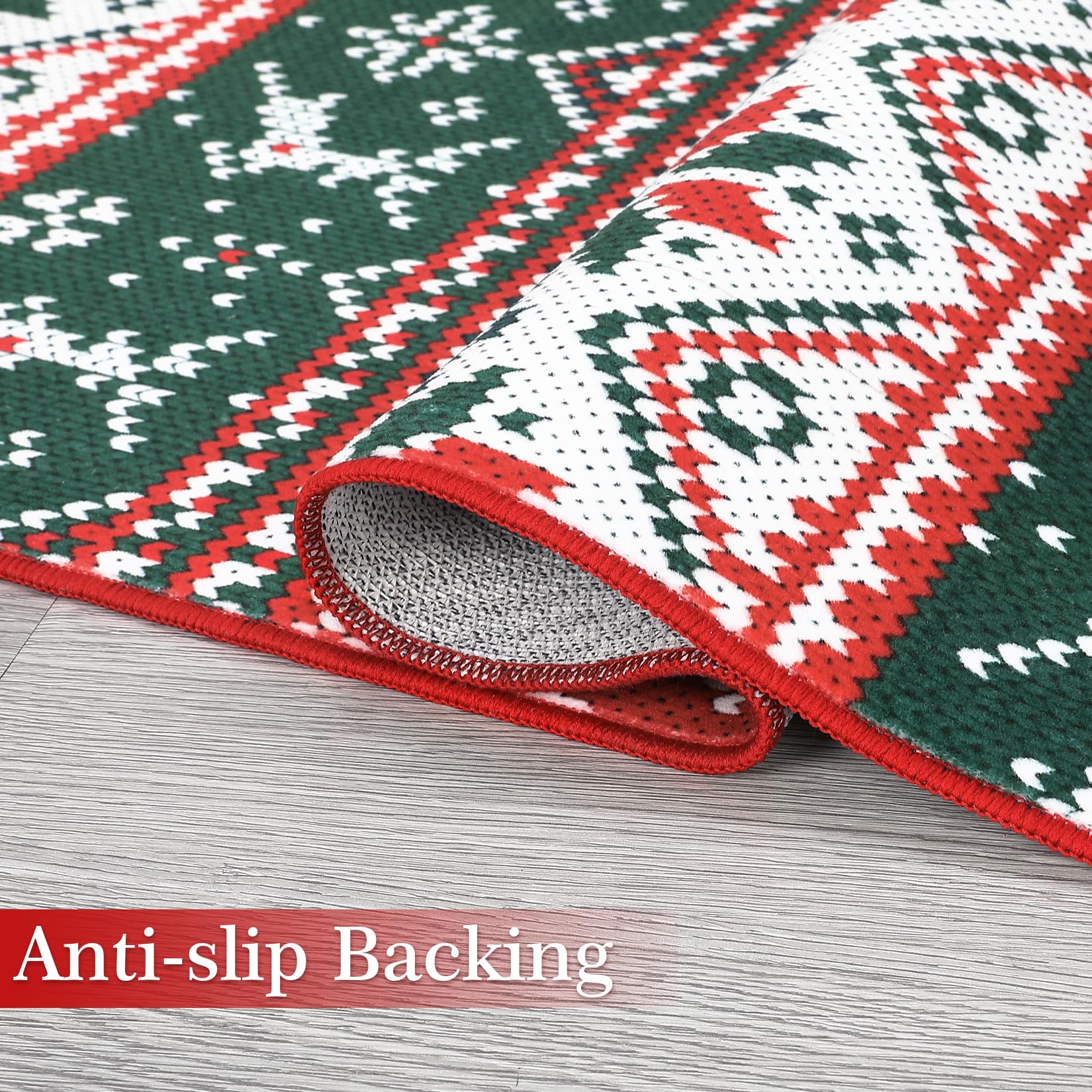 Tappeto natalizio Garvee lavabile in lavatrice, motivo pupazzo di neve, antiscivolo, per soggiorno, 120x170 cm, multicolore