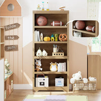 Garvee Libreria Rustica Alta 190,5 cm con 2-6 Ripiani Regolabili, Struttura MDF Robusta, Design Elegante, Anti-Ribaltamento, per Soggiorno e Studio, Neutra