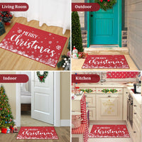 Zerbino natalizio Garvee Deurmat Xmas con fiocchi di neve, antiscivolo, 50x80 cm, rosso, per ingressi interni ed esterni