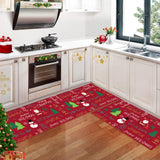 Garvee Set di 2 tappetini da cucina, tappetini natalizi antiscivolo per cucina, corridoio, sala da pranzo, 40x60+40x120 cm, multicolore