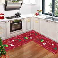 Garvee Set di 2 tappetini da cucina, tappetini natalizi antiscivolo per cucina, corridoio, sala da pranzo, 40x60+40x120 cm, multicolore