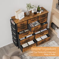 Cassettiera Garvee con 12 cassetti, tessuto, struttura in metallo, piano in legno, per camera da letto e corridoio, robusta