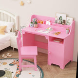 Scrivania per bambini Garvee con sedia, in legno, ergonomica e stabile, per cameretta/studio, dai 3 ai 12 anni - Rosa