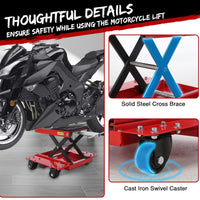 Sollevatore per moto Garvee da 1200 libbre con carrello, sollevatore a forbice, telaio a X in acciaio per garage e officina, regolabile, nero