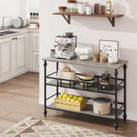 Garvee Tavolo Consolle 43" 3 Ripiani Vintage Design Robusto Metallo Legno MDF Regolabile Ingresso Corridoio Naturale