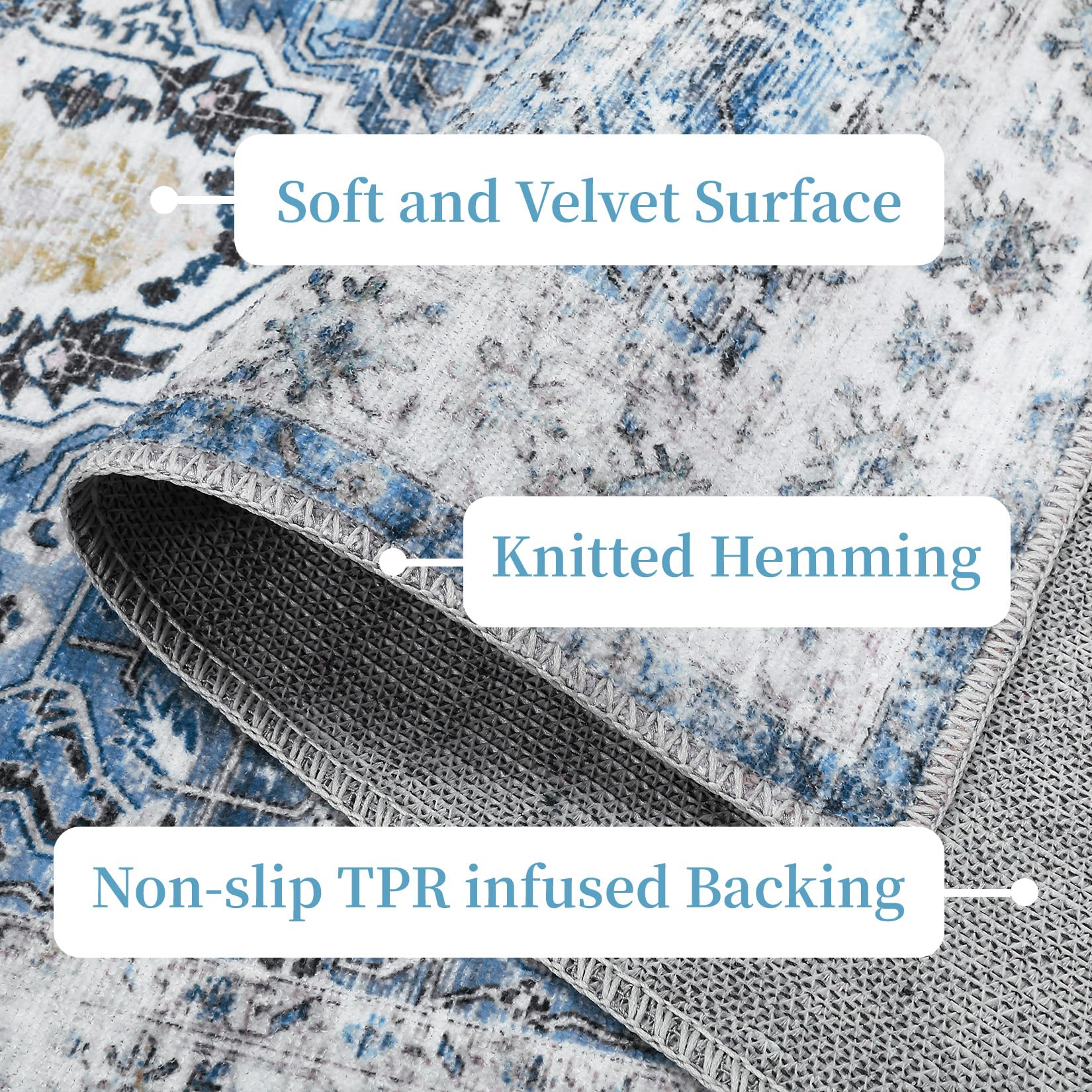 Garvee Grande Tappeto Vintage 200x290 cm Antiscivolo Lavabile Poliestere Classico per Soggiorno e Camera da Letto