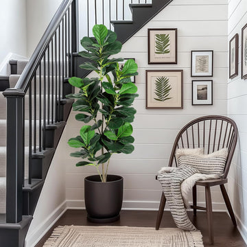 Albero di fico artificiale Garvee da 5 piedi con vaso nero per la decorazione di casa e ufficio, bassa manutenzione, durevole, realistico, verde