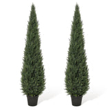 Alberi di cedro artificiale Garvee da 5 piedi, resistenti alle intemperie, materiale di alta qualità, per uso interno e in giardino, set da 2, verde - Come mostrato