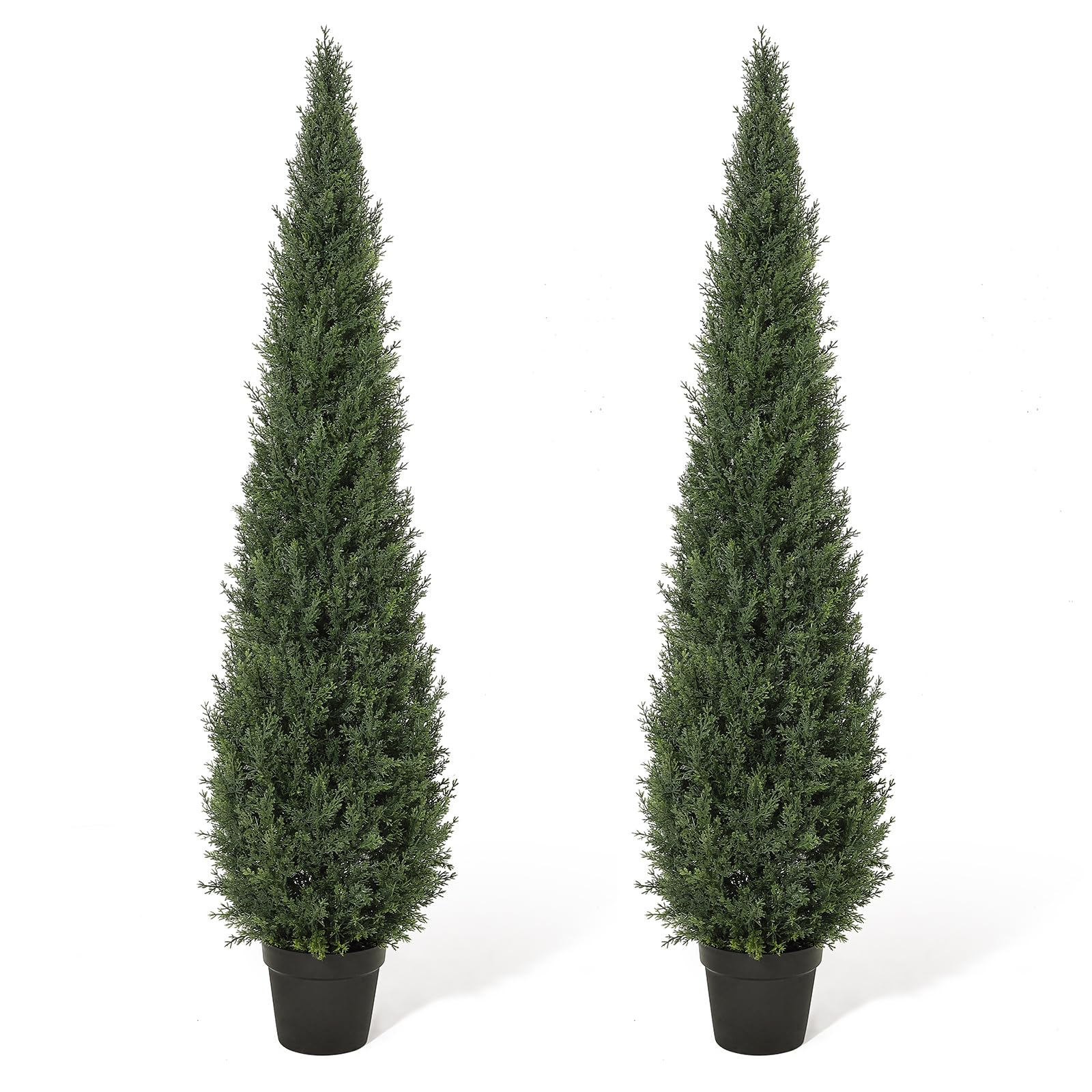 Alberi di cedro artificiale Garvee da 5 piedi, resistenti alle intemperie, materiale di alta qualità, per uso interno e in giardino, set da 2, verde