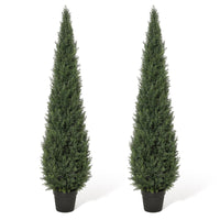 Alberi di cedro artificiale Garvee da 5 piedi, resistenti alle intemperie, materiale di alta qualità, per uso interno e in giardino, set da 2, verde