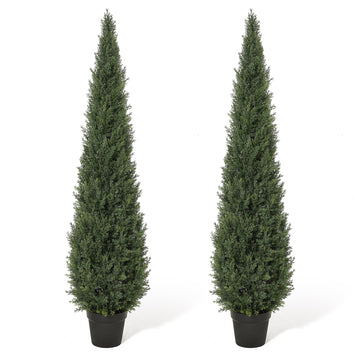 Alberi di cedro artificiale Garvee da 5 piedi, resistenti alle intemperie, materiale di alta qualità, per uso interno e in giardino, set da 2, verde