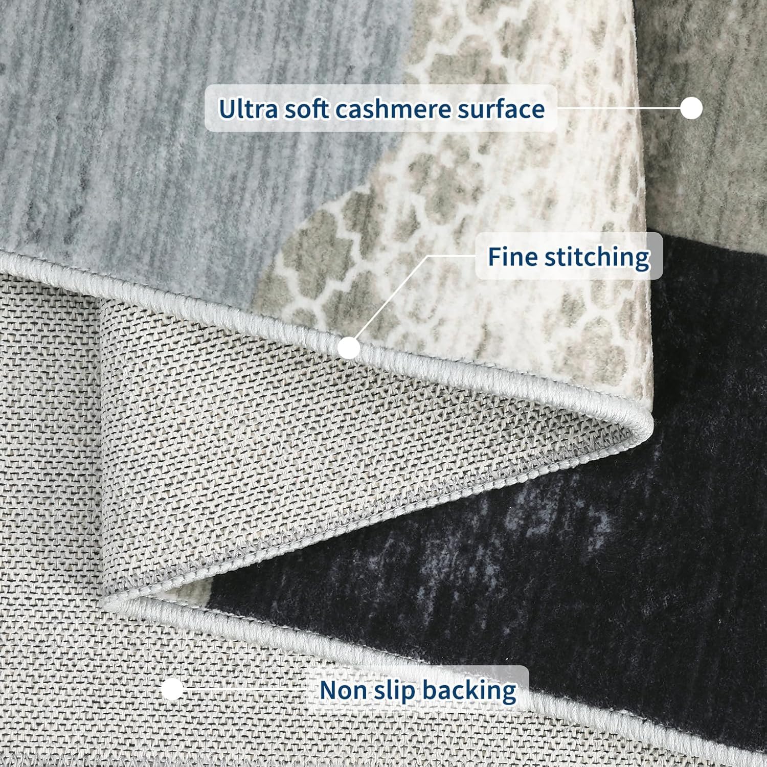 Tappeto moderno astratto per soggiorno Garvee, a pelo corto, lavabile, antiscivolo, leggero, facile da pulire, 120x170 cm, per soggiorno, ufficio, multicolore