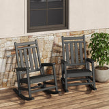 Garvee Set 2 Sedie a Dondolo Adirondack HDPE per Esterni Nero - Alta Resistenza, Ergonomiche, Facile Manutenzione - Patio, Veranda - Black