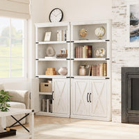 Libreria Garvee Farmhouse con ante, 5 ripiani, altezza 70 pollici, legno, soggiorno, ufficio, marrone