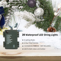 Ghirlanda natalizia a LED Garvee da 6 piedi con pigne, nastri blue e argento, per interni ed esterni, 20 luci a LED, ecologica