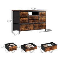 Mobile TV Garvee con 8 cassetti, illuminazione a LED, prese di corrente integrate per soggiorno e camera da letto, legno MDF, antigraffio, gestione dei cavi