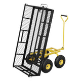 Garvee Carrello Giardino 408 kg: Pareti Laterali Rimovibili, Manico Girevole 180°, Pneumatici 25,4 cm Acciaio Robusto per Fattoria e Giardino - Nero