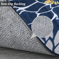 Tappeto Garvee lavabile in lavatrice con motivo floreale per soggiorno, tappeto antiscivolo per camera da letto, cucina, cameretta dei bambini, blu, 160x230 cm