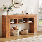 Garvee Tavolo Consolle 63" Legno Rustico con Ripiani Extra per Ingresso e Soggiorno, Robusto e Salvaspazio, Marrone Naturale