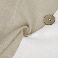 Tenda corta Garvee Vitrage Window Patchwork con bottoni decorativi, semitrasparente, beige, 132x38 cm, per cucina