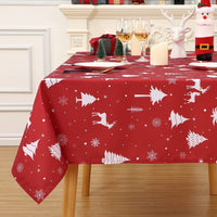 Garvee Tovaglia Natalizia Impermeabile Albero di Natale Fiocchi di Neve Stelle 137x200 cm Bianco