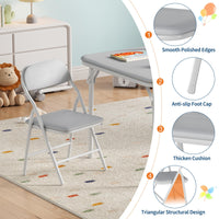 Garvee Set tavolo e sedie pieghevoli per bambini, 3 pezzi, pieghevole, in similpelle, struttura in metallo, leggero, per sala giochi e campeggio, multicolore