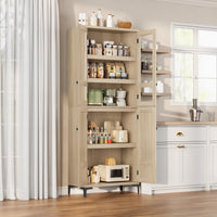 Mobile dispensa da cucina Garvee alto 71" con ante in vetro, 4 ante, 5 ripiani regolabili, legno di betulla, resistente, versatile, indipendente per cucina e bagno