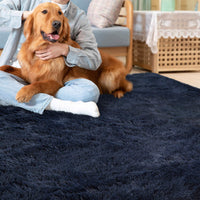Tappeto Garvee Navy 8x10 piedi soffice velluto 4 cm pelo poliestere antiscivolo morbido per soggiorno e camera da letto