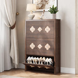 Garvee Mobile Porta Scarpe Con Cassetti Ribaltabili Organizer In Legno Floreale Per Ingresso E Corridoio Slim 10 Pollici Bianco