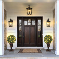 Garvee, urna artificiale in bosso da 16 pollici con luci, timer e telecomando, robusto supporto per urna rossa per uso interno ed esterno, realistico e durevole