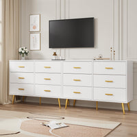 Cassettiera moderna Garvee bianca a 6 cassetti con maniglie dorate per camera da letto e soggiorno, robusta, spaziosa, elegante