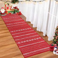 Garvee Jullöpare Matta Per Hall - Rosso Morbido Decorazione Natalizia, Maskintvättbar, Halkfri, 60x180 cm, Vita Blommönster, Köksmatta