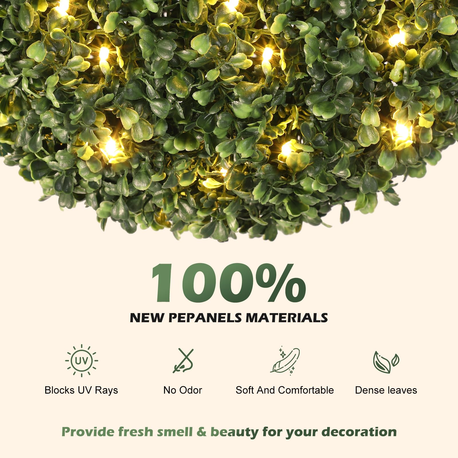 Garvee, palline di bosso artificiali da 16 pollici, resistenti ai raggi UV, impermeabili, con vaso robusto, per giardino e ingresso, verdi, set da 2