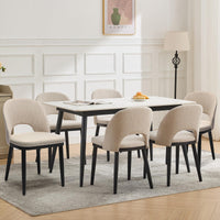 Set di 2 sedie da pranzo in legno Garvee, moderne, imbottite, schienale alto, in tessuto, robuste, comode, beige, per cucina e bar, 46 cm di profondità x 52 cm di larghezza x 77 cm di altezza