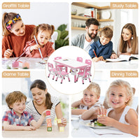 Garvee Set Tavolo e 6 Sedie per Bambini, Altezza Regolabile, Piano Graffiti, Materiale Sicuro, Antiscivolo, Casa e Scuola, Multicolore, Dimensioni Variabili