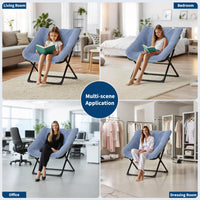 Garvee Comfy Chair XL, poltrona in pelliccia sintetica con struttura in metallo e base antiscivolo per soggiorno e camera da letto, blu, XL