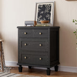 Garvee Cassettiera Vintage 4 Cassetti in Legno con Maniglie Intagliate per Camera e Ingresso, 76 cm, Naturale - Nero