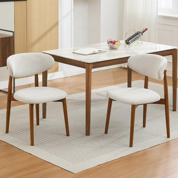 Set di 2 sedie da pranzo in legno Garvee, stile moderno di metà secolo, imbottite, per cucina e sala da pranzo, beige, salvaspazio