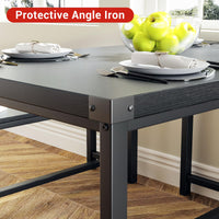 Set da pranzo Garvee per 4 persone con tavolo rettangolare e 2 panche in legno, robusto, rustico, salvaspazio, ideale per stanze piccole, MDF e acciaio, marrone