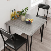Set da pranzo Garvee per 2 persone con sedie imbottite, MDF e metallo, compatto per piccoli spazi, grigio vintage nero