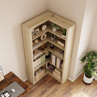 Mensola angolare Garvee da 71,8" a forma di L in stile rustico, a 5 ripiani, in MDF, antigraffio, stabile, con kit antiribaltamento, per soggiorno, bianco