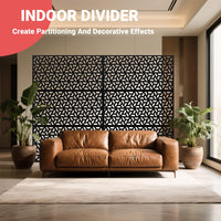 Garvee Schermo per la privacy in metallo a 3 pannelli antiruggine con verniciatura a polvere per giardino, balcone, terrazza, 72x47 pollici, grigio