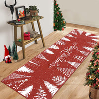 Garvee Tappeto antiscivolo romantico con albero di Natale e fiocchi di neve per soggiorno, camera da letto, cucina, corridoio, ufficio, rosso 60x180 cm